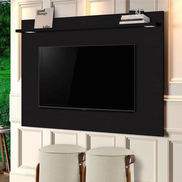 Painel Para Tv 1.8 Lorrana Preto Com Led