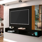 Painel Para Tv 1.8 Zayn Com Espelho Preto Madeira