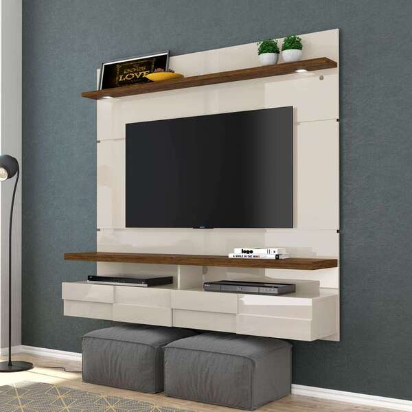 Painel Para Tv 50 Polegadas Lana Off White Savana 160 Cm