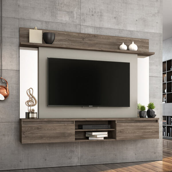 Painel Para Tv 55" Tannat 2 Portas E Espelho Notável Canela/a