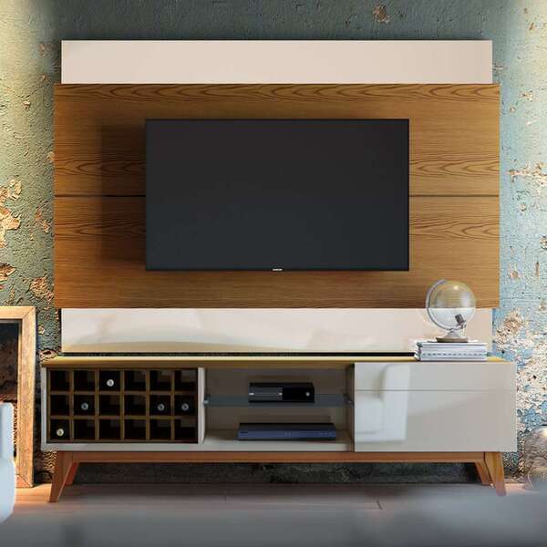 Painel Para Tv 60 Polegadas Classic Ii Freijó Com Off White