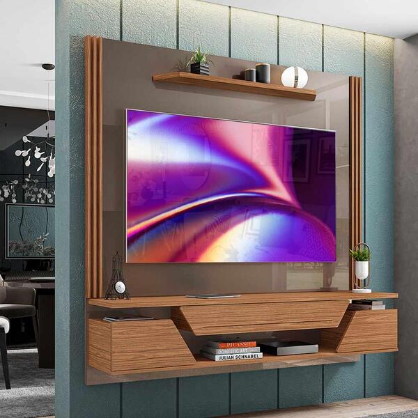 Painel Para Tv 60 Polegadas Suspenso Cinza Pérola Noce Valley