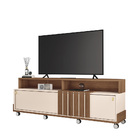 Painel Para Tv 70" Bancada Com Rodízio Karen 1.8 Castanho/off