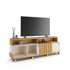 Painel Para Tv 70" Bancada Com Rodízio Karen 1.8 Cinamomo/off