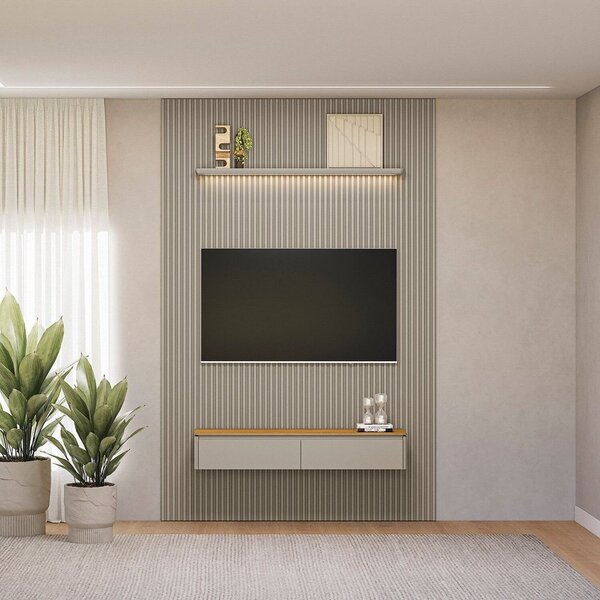 Painel Para Tv 75 Polegadas 250cmx180cm Com Led Ripado Modula