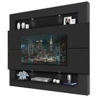 Painel Para Tv 75 Polegadas Milão Preto Com Luzes Led