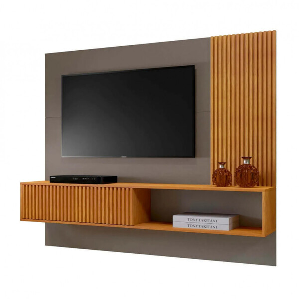 Painel Para Tv 75 Ripado Com Nicho Malaga Mavaular