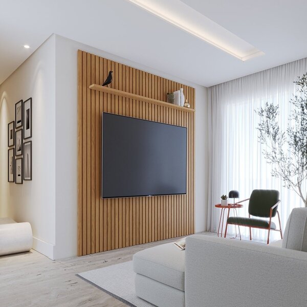 Painel Para Tv 82 Polegadas 240cmx250cm 100% Mdf Ripado 2.5 Y