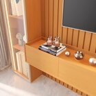 Painel Para Tv 84 Polegadas Ripado Com Led E Cristaleira Refl