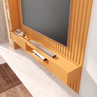 Painel Para Tv 84 Polegadas Ripado Com Led E Cristaleira Refl