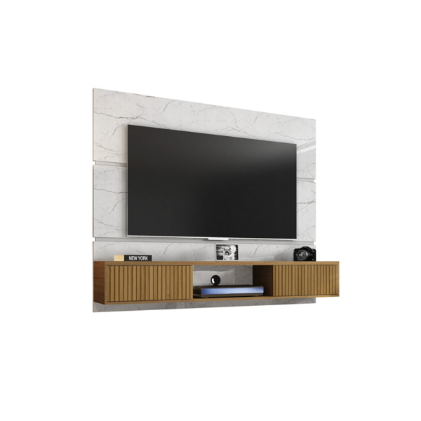 Painel Para Tv Âmbar Carrara/cinamomo/ripado – Bechara Móveis