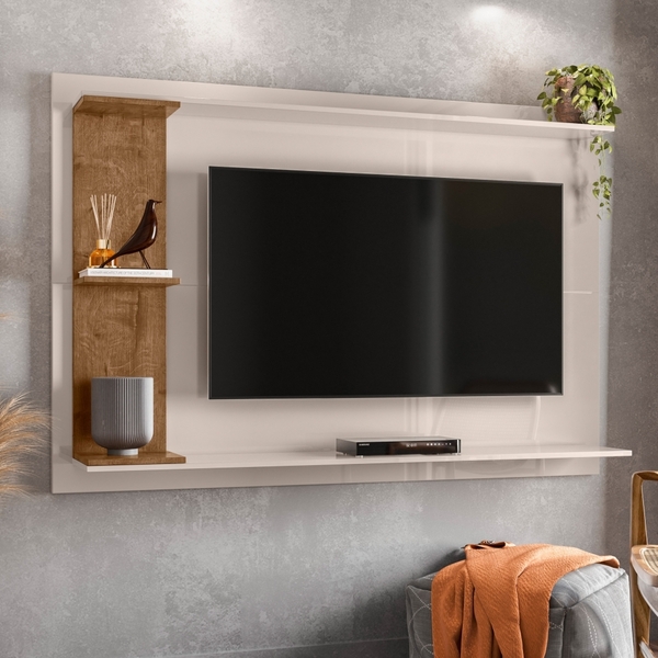 Painel Para Tv Amberly Off White Canela