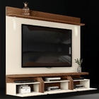 Painel Para Tv Asafe 3 Portas Com Led Creme Caiena