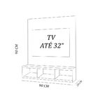 Painel Para Tv Até 32 Polegadas 3 Nichos Madeirado Em Mdf