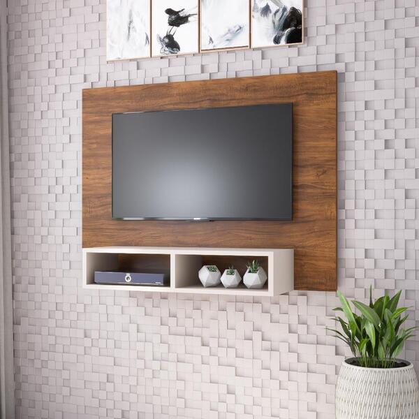 Painel Para Tv Até 42 Polegadas Iris Imbuia E Off White 120cm