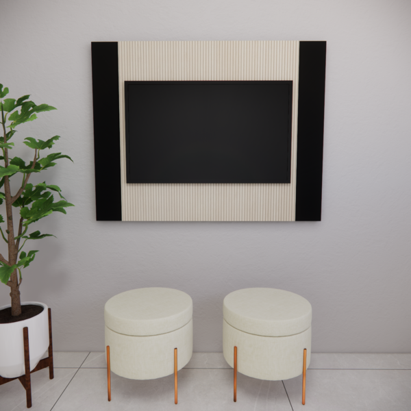 Painel Para Tv Até 42 Polegadas Ripado Preto/Riga 90cm Brová