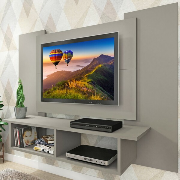 Painel Para Tv Até 48 Polegadas 2 Nichos Cinza - Fellicci