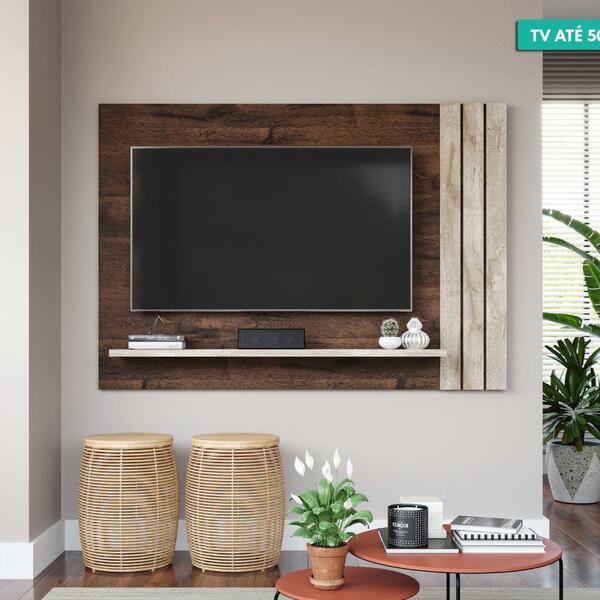 Painel Para Tv Até 50" Cristal Permobili Café/rústico