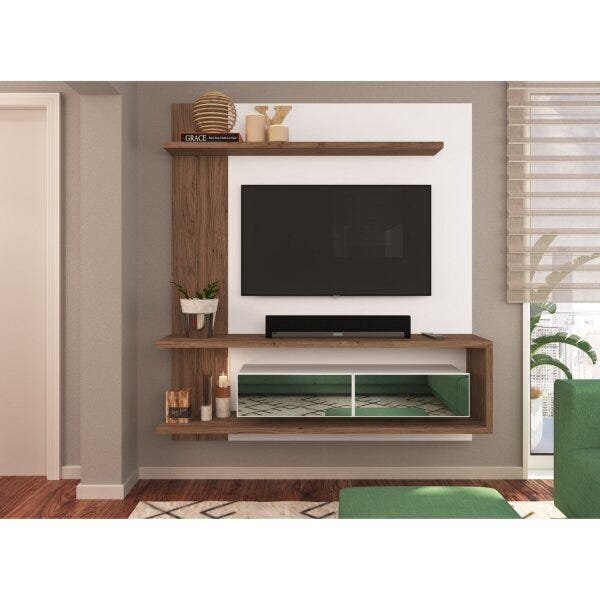 Painel Para Tv Até 50 Polegadas 2 Portas Basculantes Espelhad