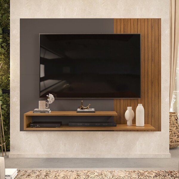 Painel Para Tv Ate 50 Polegadas 2 Prateleiras Nando  Freijó/c