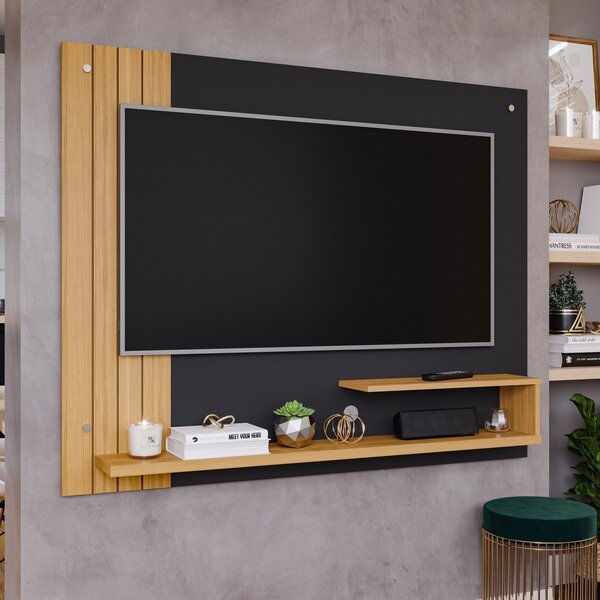 Painel Para Tv Até 50 Polegadas Dunas Preto Chumbo/nature