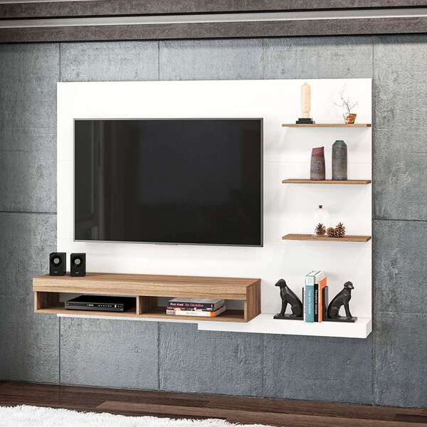 Painel Para Tv Até 50 Polegadas Fraiburgo Branco E Castanho