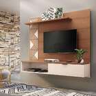 Painel Para Tv Até 50 Polegadas Grid Marrom Nature E Off White
