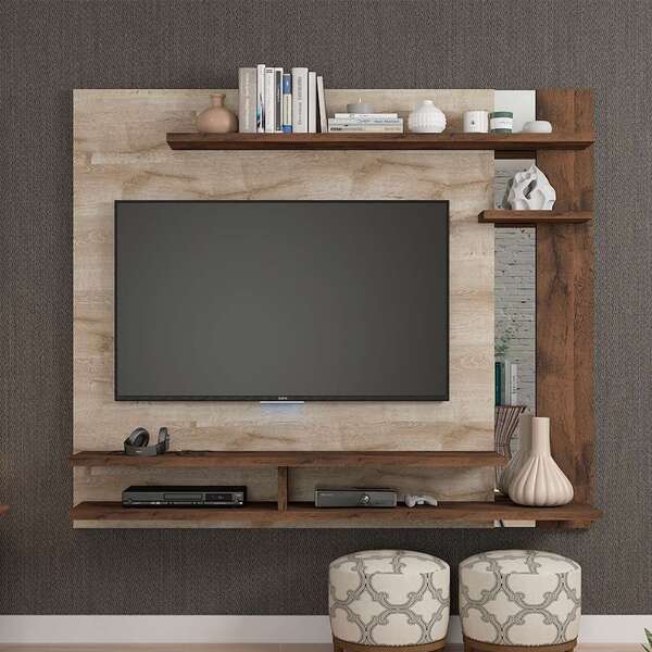 Painel Para Tv Até 50 Polegadas Havaí Marrom Claro E Café