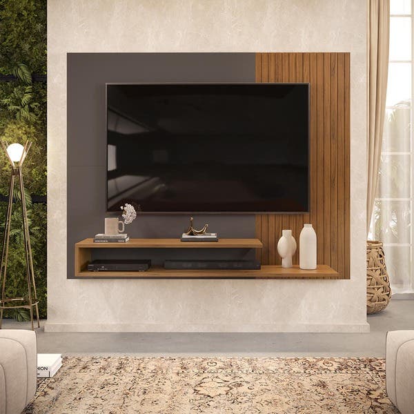 Painel Para Tv Até 50 Polegadas Nando Dj Móveis - Freijó/cinza