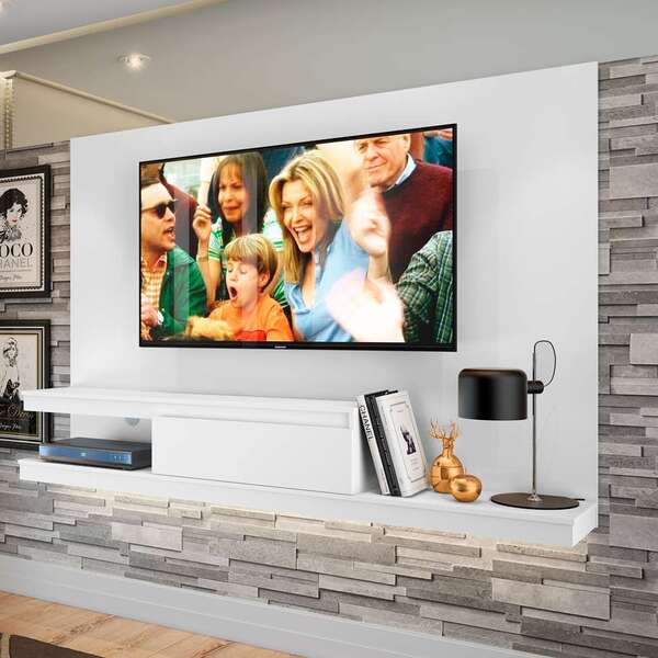 Painel Para Tv Até 50 Polegadas Nath Branco 160 Cm