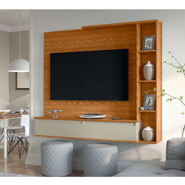 Painel Para Tv Até 52 Polegadas Sublime Cumaru E Off White