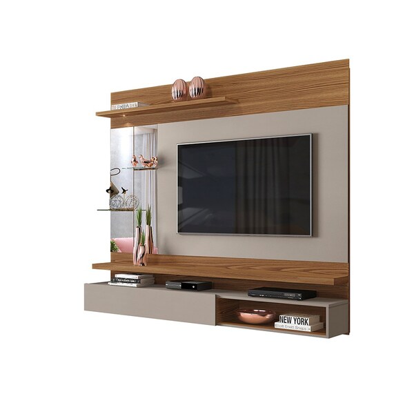 Painel Para Tv Até 55" Lille D04 Espelhado Carvalho Europeu/a