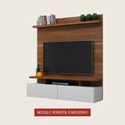 Painel Para Tv Até 55 Polegadas 130cm Mdf Nogal Com Branco Ve