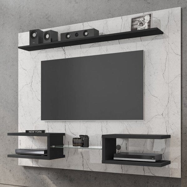 Painel Para Tv Até 55 Polegadas Atlas Bechara Carrara/preto F