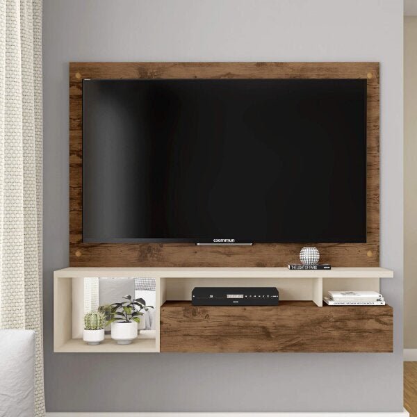 Painel Para Tv Até 55 Polegadas Black 19 Caemmun Jatobá/off W