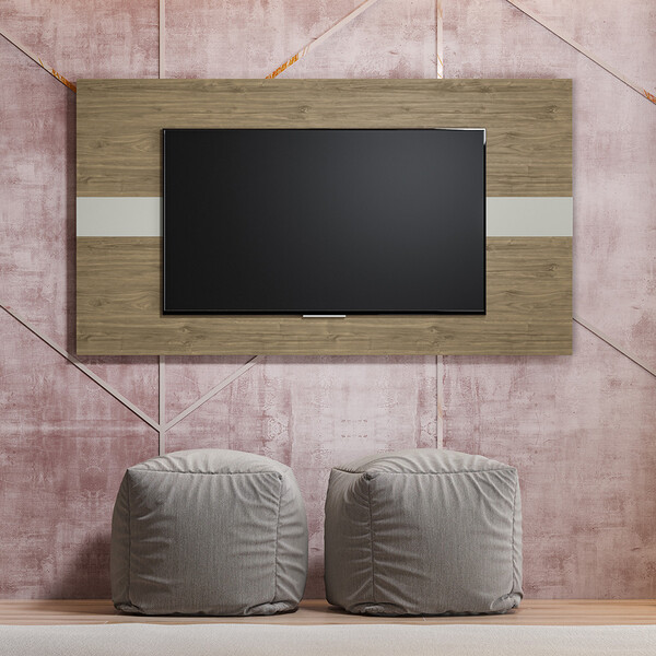 Painel Para Tv Até 55 Polegadas Franca Avelã Com Off White Li