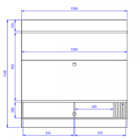 Painel Para Tv Até 55 Polegadas Ilhéus Calacatta E Preto