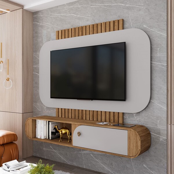 Painel Para Tv Até 55 Polegadas Jurerê 1 Porta Cinamomo/off W