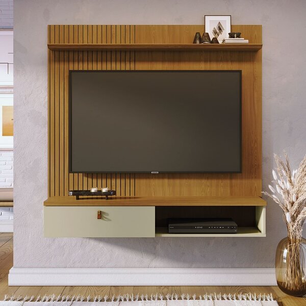 Painel Para Tv Até 55 Polegadas Mdf 141cmx136,5cm Iris Cumaru/opala ...