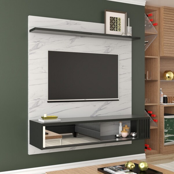 Painel Para Tv Até 55 Polegadas Movie 1 Porta Branco/preto Fo