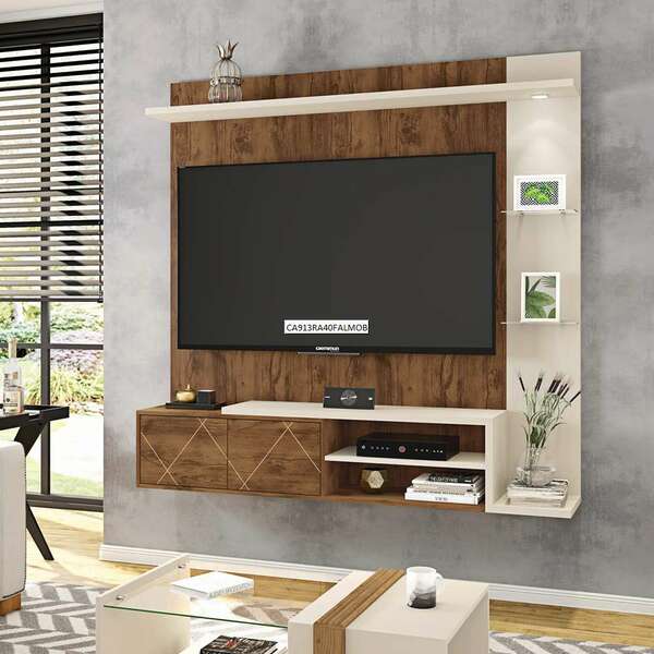 Painel Para Tv Até 55 Polegadas Tramma Jatobá E Off White