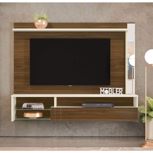 Painel Para Tv Até 58 Polegadas 1 Porta 3 Nichos Bari  Freijó