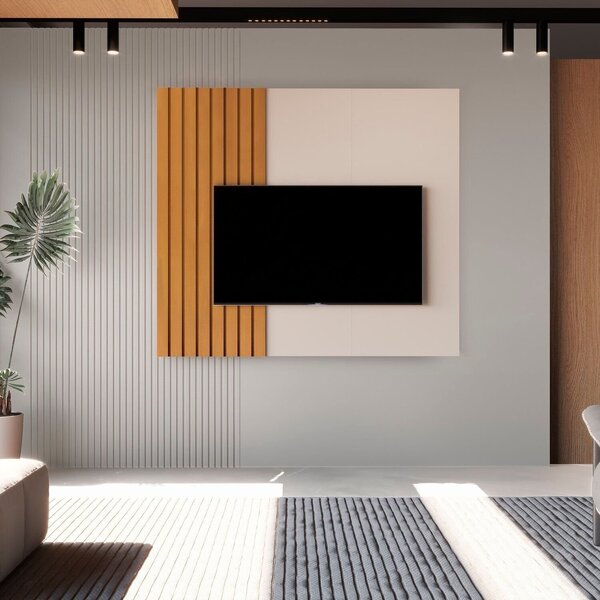 Painel Para Tv Até 58 Polegadas Ripado 140cm Boto Off White/n