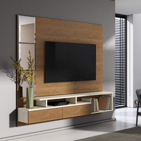 Painel Para Tv Até 58 Polegadas Veneza Belaflex Nature/off Wh