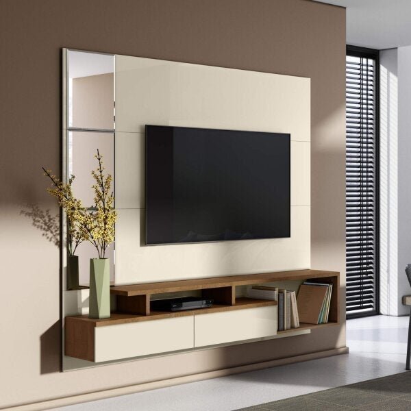 Painel Para Tv Até 58 Polegadas Veneza Belaflex Off White/nat