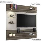Painel Para Tv Até 60" 2 Prateleiras Vidro E Led - Canela/are