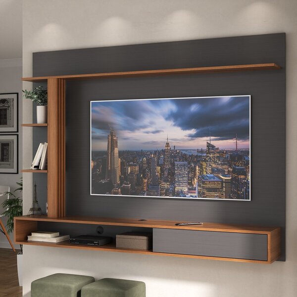 Painel Para Tv Até 60 Polegadas 1 Porta 1 Nicho Grafite/nogal