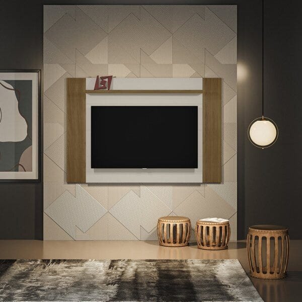 Painel Para Tv Até 60 Polegadas Aurora Linea Brasil Avelã/off