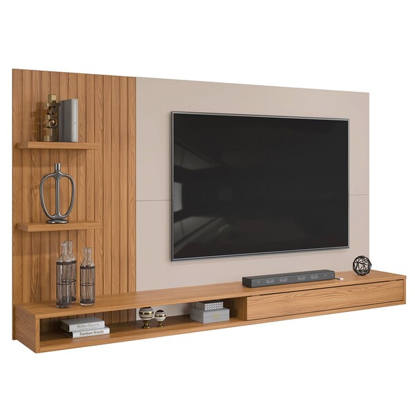 Painel Para Tv Até 60 Polegadas Bento D04 Carvalho Nobre/griz