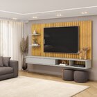 Painel Para Tv Até 60 Polegadas Frisado Decorativo Com Nicho